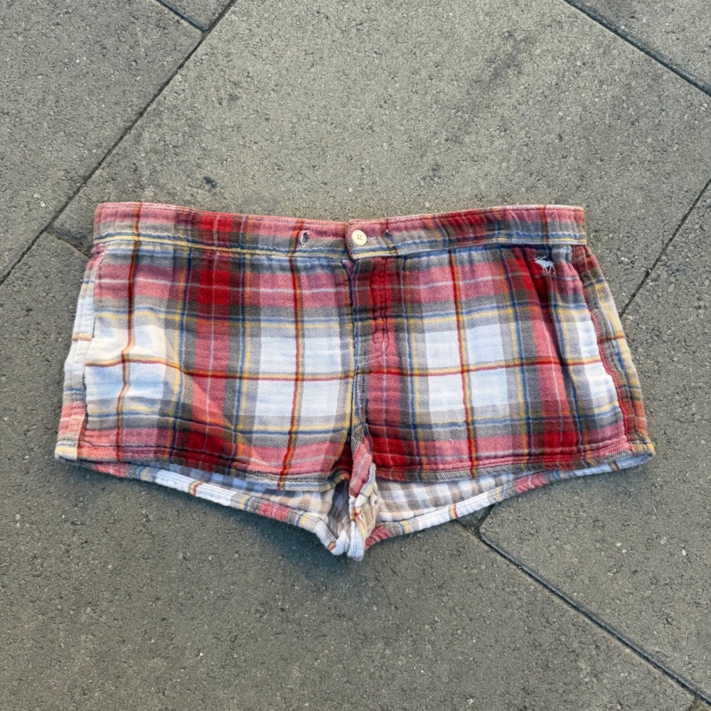 Abercrombie & Fitch Red Plaid Flannel Pajama Shorts Large Sleepwear Loungewear